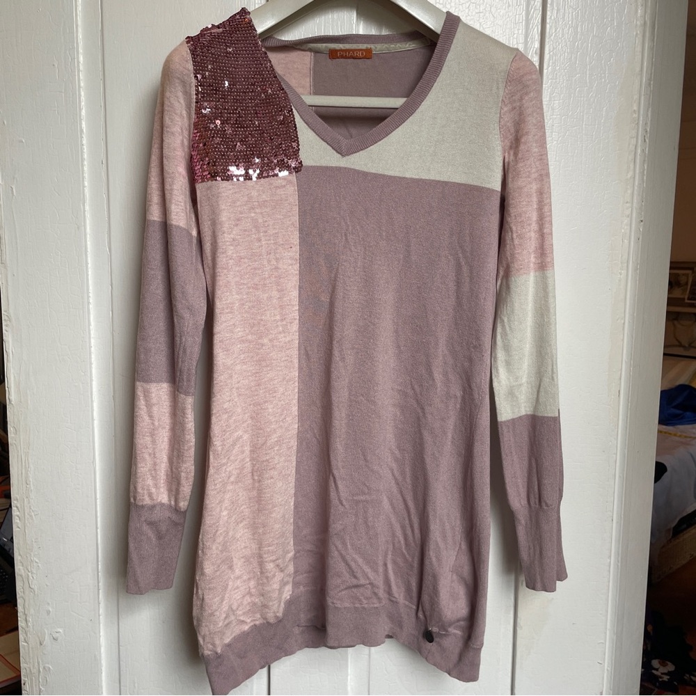 Phard Tunic V-neck Block Sequin Sweater